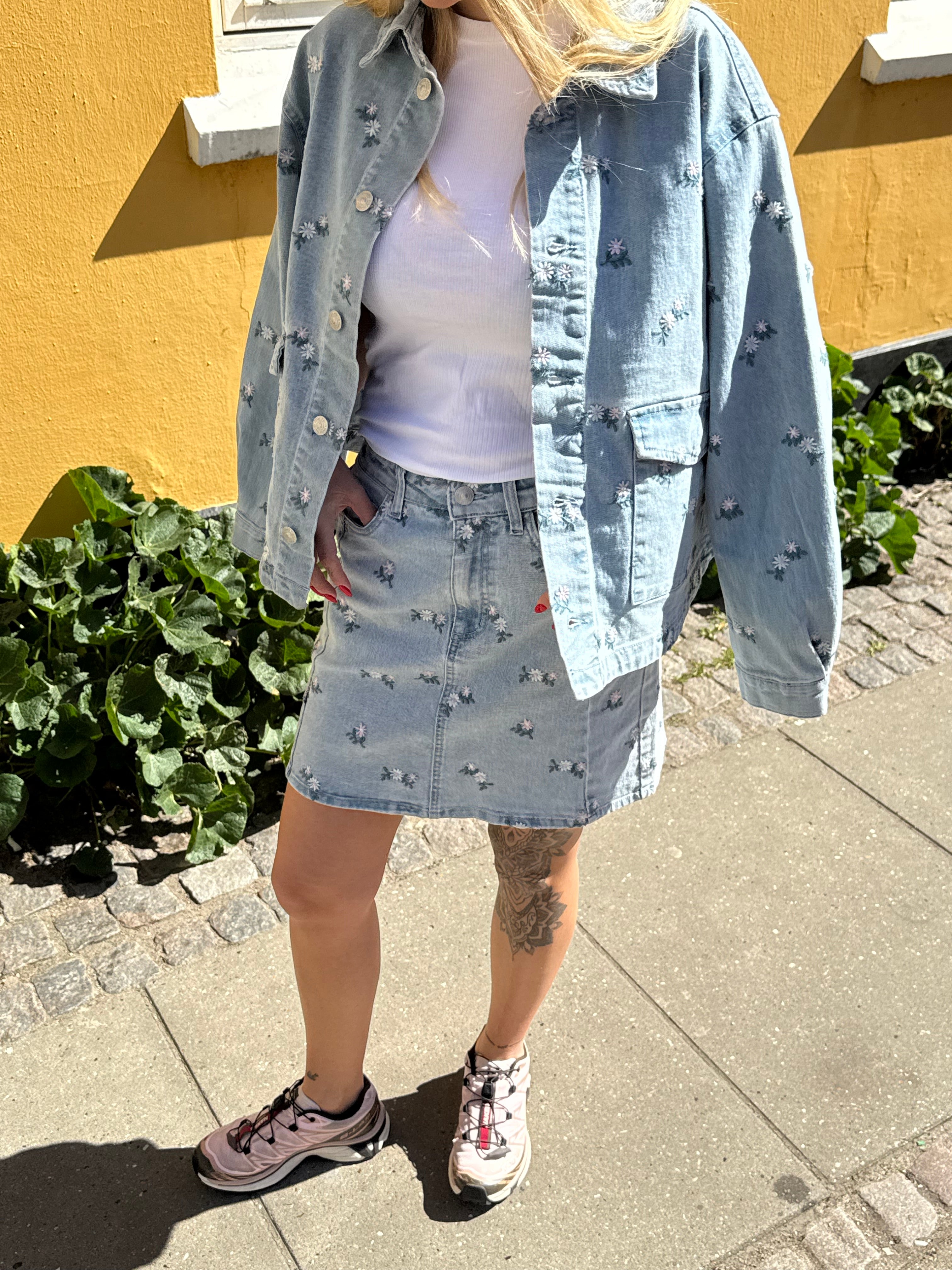 PCFLORA Short Skirt - Light Blue Denim